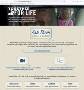 Together for Life Utah website