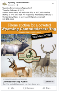 Wyoming Disabled Hunters Commissioner Tag Ad